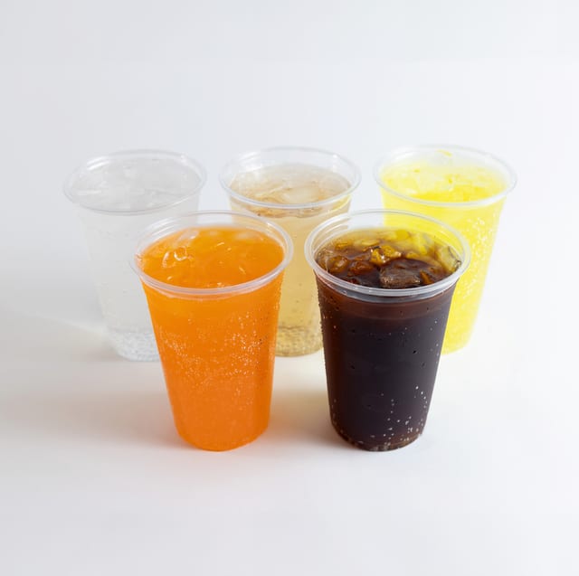 Assorted Soft Drinks and Water.