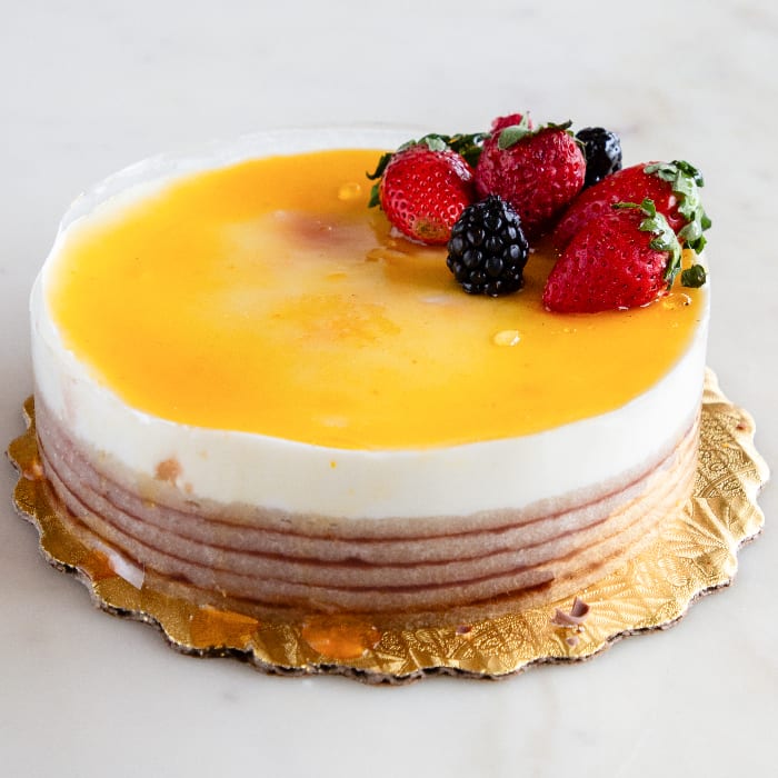Lemon Mousse with Raspberries Cake.