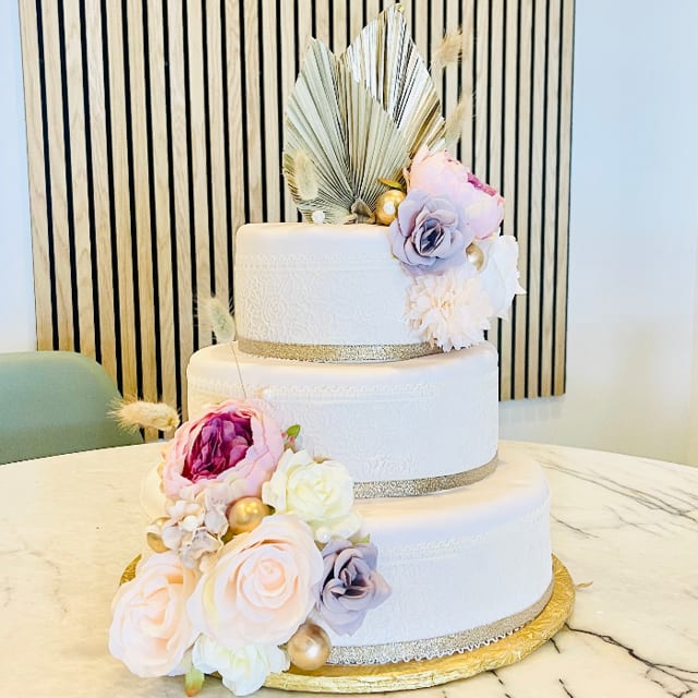 Black & White Mousse Wedding Cake - $8.99 per person starting 45 people.