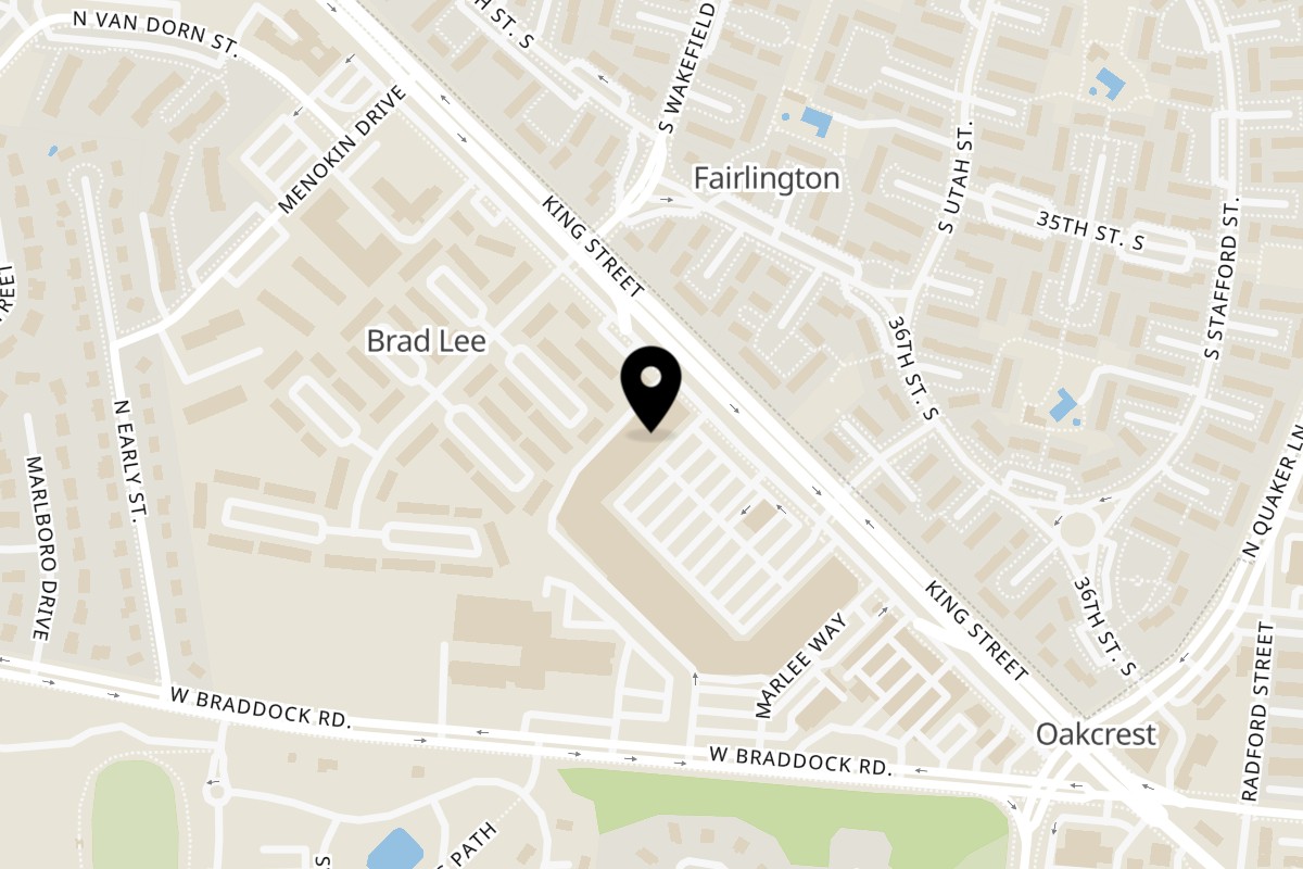Map showing the location of Alexandria Pastry Shop on 3690 King St H in Alexandria